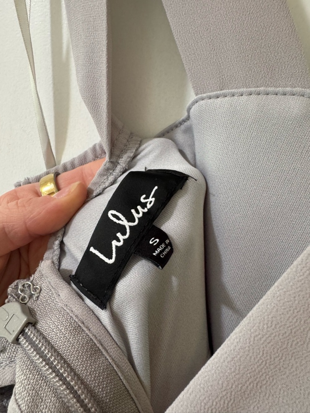 Lulus S Dress Womens Maxi Air of Romance Grey Bridesmaid Wedding Prom Elegant - Picture 4 of 5